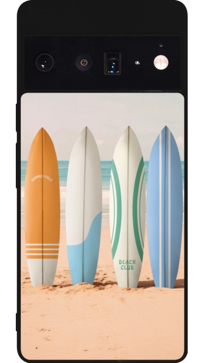 Coque Google Pixel 6 Pro - Silicone rigide noir Summer surfboard 2025