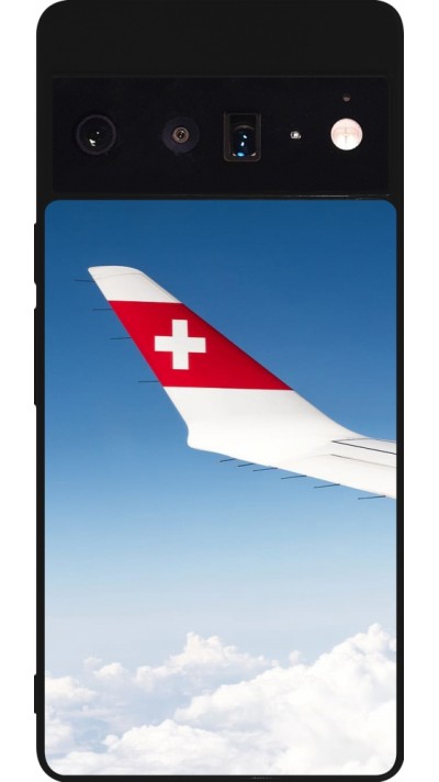 Google Pixel 6 Pro Case Hülle - Silikon schwarz  Schweizer Nationalfeiertag Sky Swiss Flag