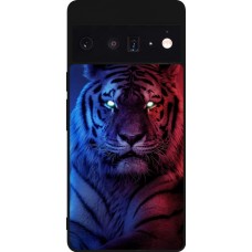 Google Pixel 6 Pro Case Hülle - Silikon schwarz Tiger Blue Red