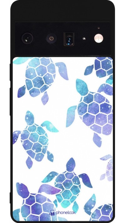 Google Pixel 6 Pro Case Hülle - Silikon schwarz Turtles pattern watercolor