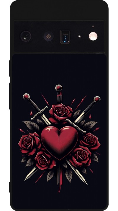 Google Pixel 6 Pro Case Hülle - Silikon schwarz Valentine 2024 gothic love