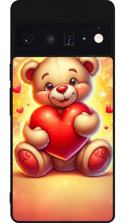Google Pixel 6 Pro Case Hülle - Silikon schwarz Valentin 2024 Teddy Liebe