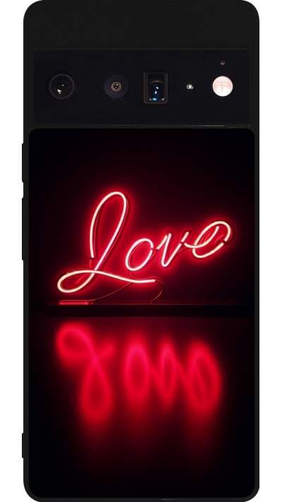 Google Pixel 6 Pro Case Hülle - Silikon schwarz Valentine 2025 Neon Liebe
