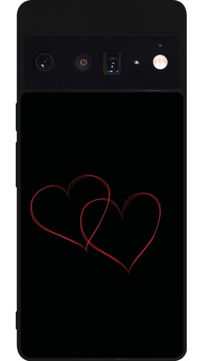 Google Pixel 6 Pro Case Hülle - Silikon schwarz Valentine 2023 attached heart