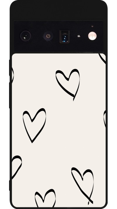 Google Pixel 6 Pro Case Hülle - Silikon schwarz Valentine 2023 minimalist hearts