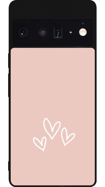 Google Pixel 6 Pro Case Hülle - Silikon schwarz Valentine 2023 three minimalist hearts