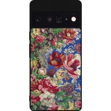Google Pixel 6 Pro Case Hülle - Silikon schwarz Vintage Art Flowers