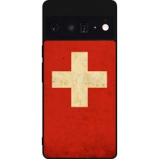 Google Pixel 6 Pro Case Hülle - Silikon schwarz Vintage Flag SWISS