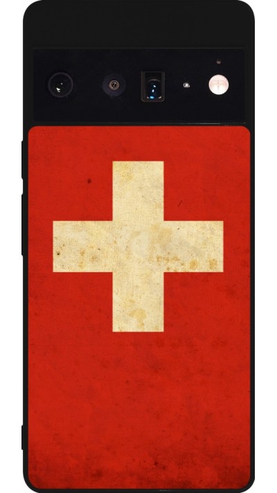 Google Pixel 6 Pro Case Hülle - Silikon schwarz Vintage Flag SWISS