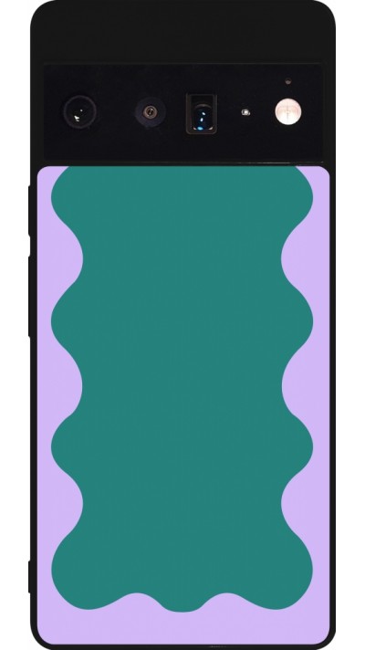 Google Pixel 6 Pro Case Hülle - Silikon schwarz Wavy Rectangle Green Purple
