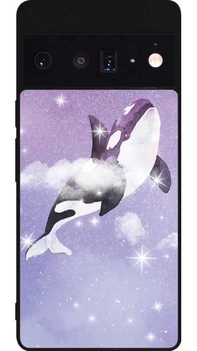 Google Pixel 6 Pro Case Hülle - Silikon schwarz Whale in sparking stars
