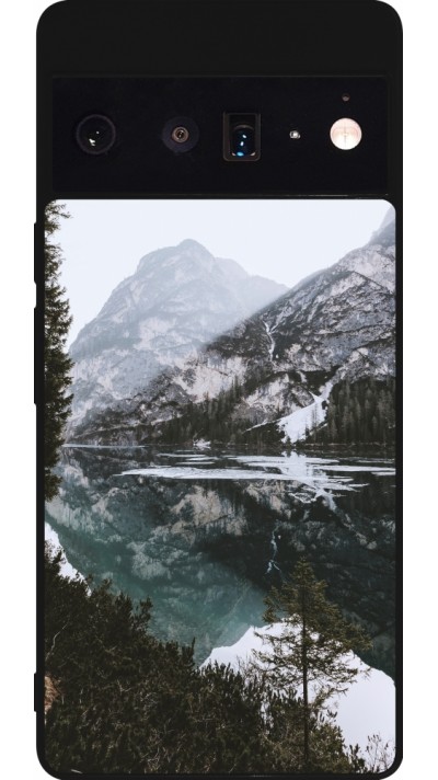 Google Pixel 6 Pro Case Hülle - Silikon schwarz Winter 22 snowy mountain and lake