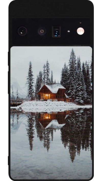 Google Pixel 6 Pro Case Hülle - Silikon schwarz Winter 25 Winter house forest afternoon