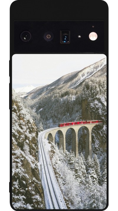 Google Pixel 6 Pro Case Hülle - Silikon schwarz Winter 25 Winter polar express