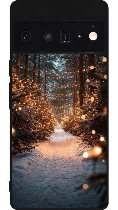 Google Pixel 6 Pro Case Hülle - Silikon schwarz Winter 25 Winter snowy road