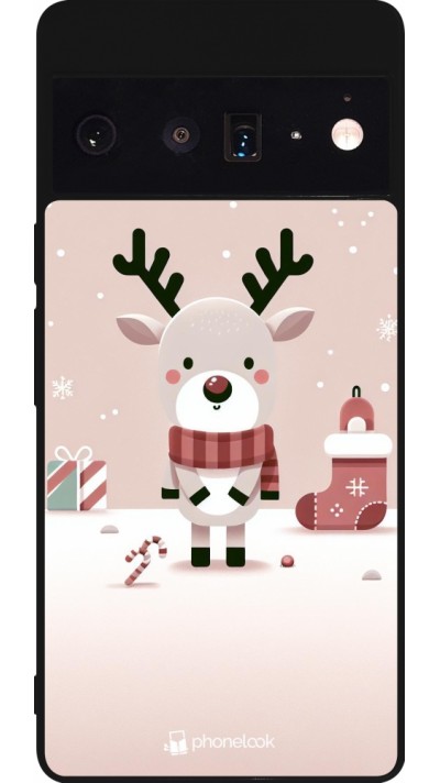 Google Pixel 6 Pro Case Hülle - Silikon schwarz Weihnachten 2023 Choupinette Rentier