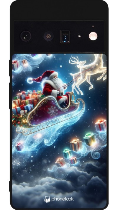 Google Pixel 6 Pro Case Hülle - Silikon schwarz Weihnachten 2023 Verzauberter Weihnachtsmann