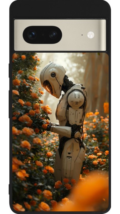 Coque Google Pixel 7 - Silicone rigide noir Astronaut flowers 2025