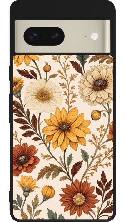 Google Pixel 7 Case Hülle - Silikon schwarz Autumn 25 Flower pattern