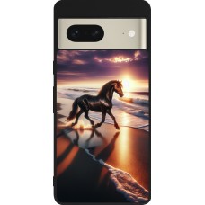 Google Pixel 7 Case Hülle - Silikon schwarz Pferd majestätisch Strand