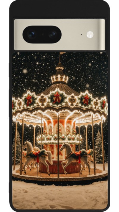 Google Pixel 7 Case Hülle - Silikon schwarz Christmas 25 Carousel