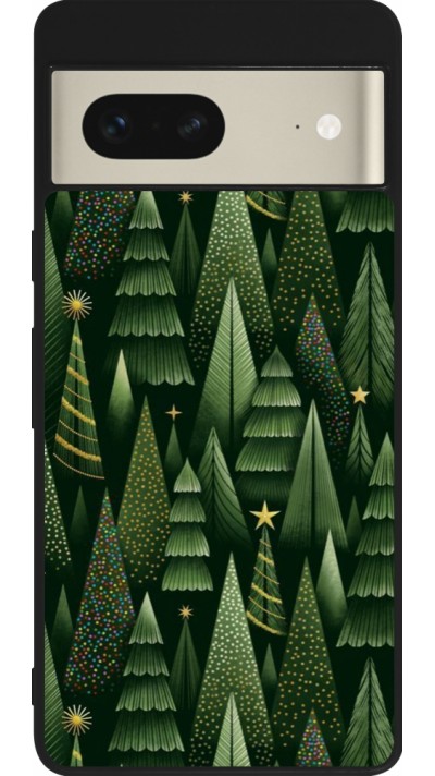 Google Pixel 7 Case Hülle - Silikon schwarz Christmas 25 Pattern Xmas Tree