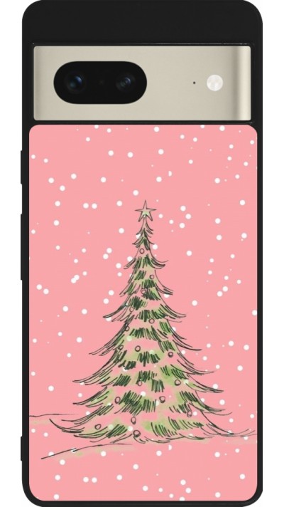 Google Pixel 7 Case Hülle - Silikon schwarz Christmas 25 Pink Tree
