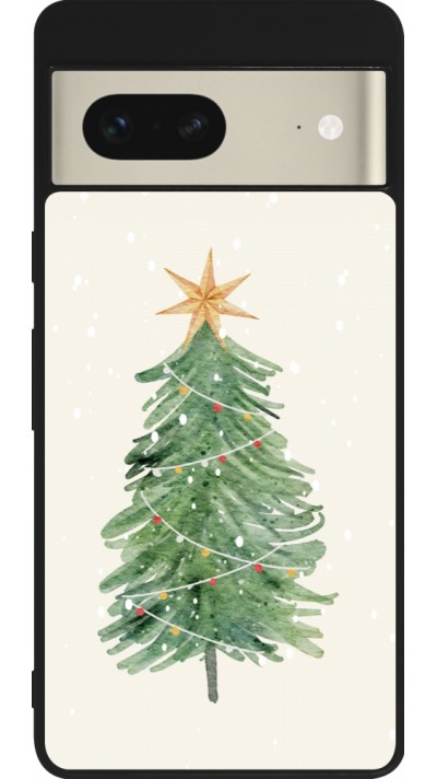 Google Pixel 7 Case Hülle - Silikon schwarz Christmas 25 Sketch Tree
