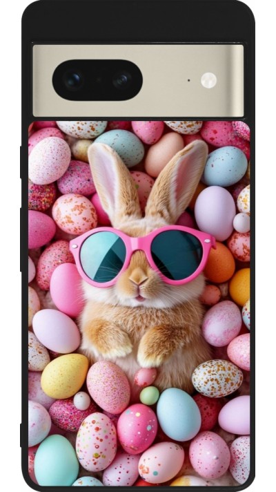 Google Pixel 7 Case Hülle - Silikon schwarz Easter 2026 Rabbit fun