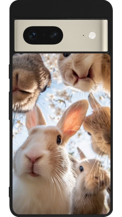Google Pixel 7 Case Hülle - Silikon schwarz Easter 2026 Rabbits