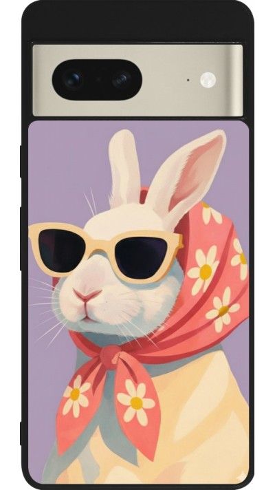Google Pixel 7 Case Hülle - Silikon schwarz Easter 2026 Rabbit with scarf