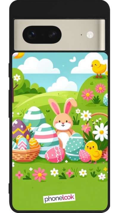 Google Pixel 7 Case Hülle - Silikon schwarz Ostern 2025 Gruen
