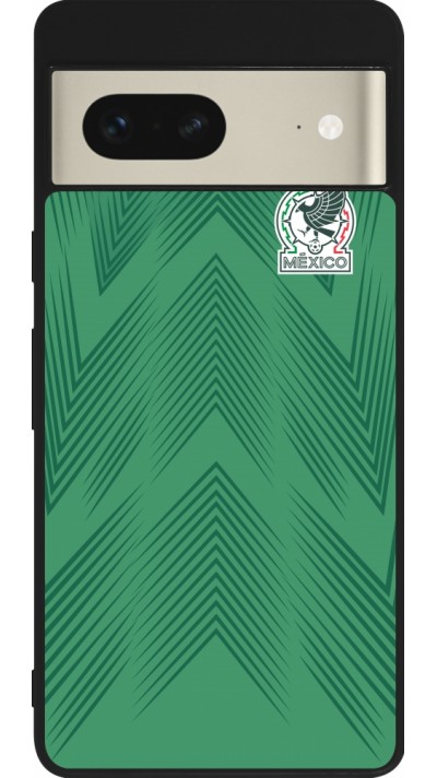 Coque Google Pixel 7 - Silicone rigide noir Maillot de football Mexique 2022 personnalisable