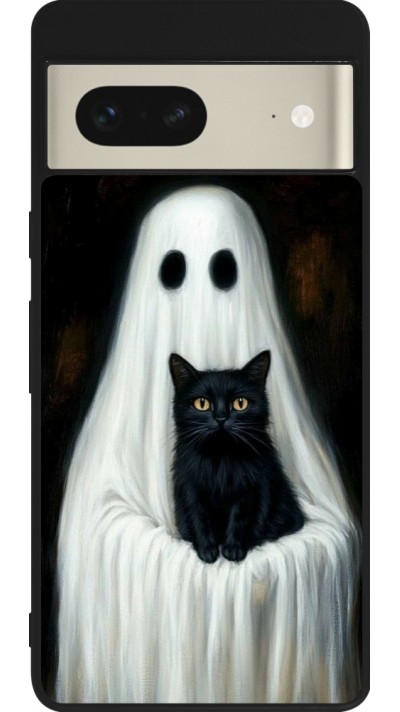 Google Pixel 7 Case Hülle - Silikon schwarz Halloween 2025 Ghost with black cat
