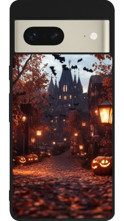 Google Pixel 7 Case Hülle - Silikon schwarz Halloween 2025 Haunted house