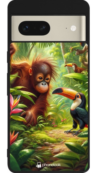 Google Pixel 7 Case Hülle - Silikon schwarz Tropischer Dschungel Tayrona