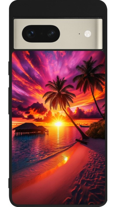 Coque Google Pixel 7 - Silicone rigide noir Maldives Dusk Bliss