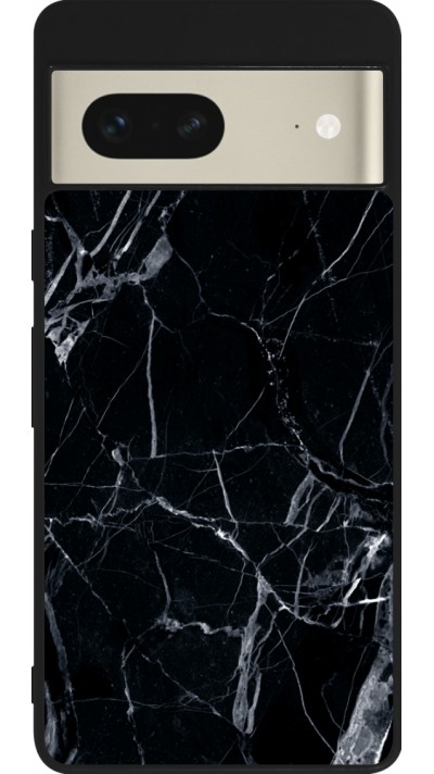 Coque Google Pixel 7 - Silicone rigide noir Marble Black 01