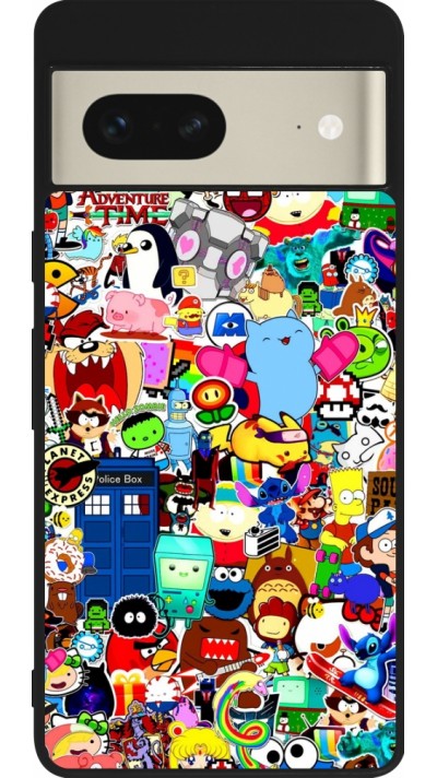Coque Google Pixel 7 - Silicone rigide noir Mixed cartoons