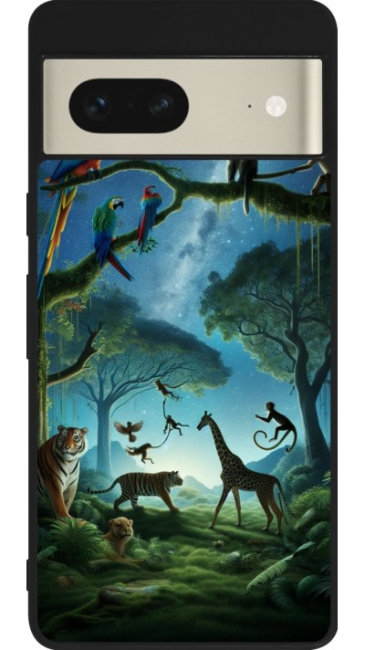 Coque Google Pixel 7 - Silicone rigide noir Paradis des animaux exotiques