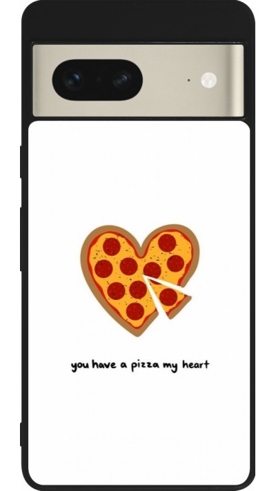 Coque Google Pixel 7 - Silicone rigide noir Saint Valentines Day 26 You have my pizza heart