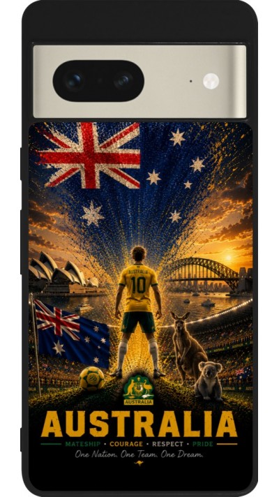 Google Pixel 7 Case Hülle - Silikon schwarz Fussball Australien splash 2026