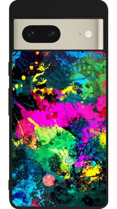 Coque Google Pixel 7 - Silicone rigide noir Splash paint