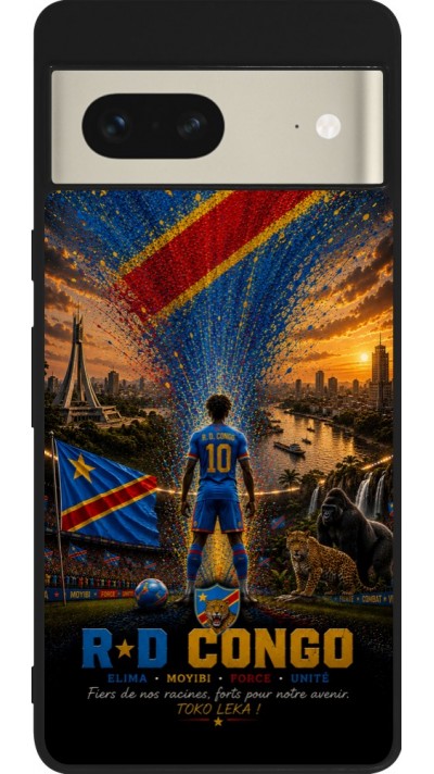 Google Pixel 7 Case Hülle - Silikon schwarz Fussball Demokratische Republik Kongo splash 2026