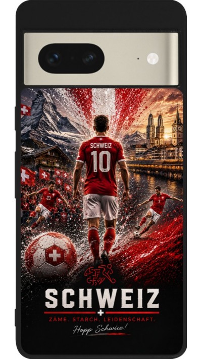 Google Pixel 7 Case Hülle - Silikon schwarz Fussball Schweiz splash 2026
