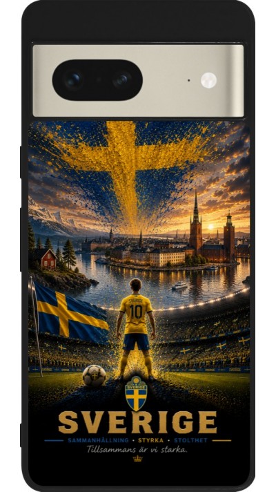 Google Pixel 7 Case Hülle - Silikon schwarz Fussball Schweden splash 2026