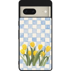 Google Pixel 7 Case Hülle - Silikon schwarz Blue vichy tulips Spring 2026