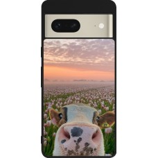 Google Pixel 7 Case Hülle - Silikon schwarz Cow with tulips Spring 2026