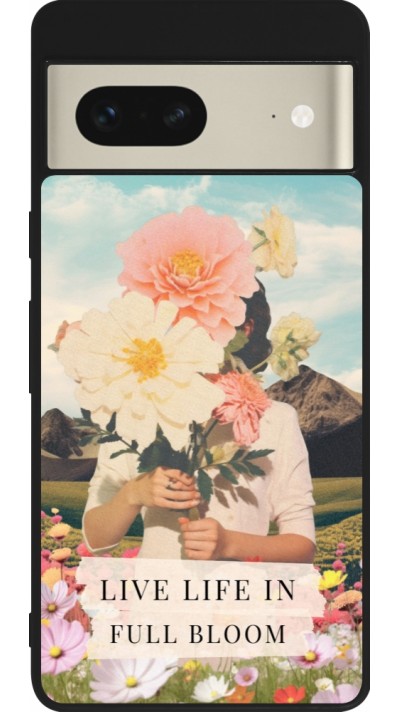 Coque Google Pixel 7 - Silicone rigide noir Live life in full moon Spring 2026