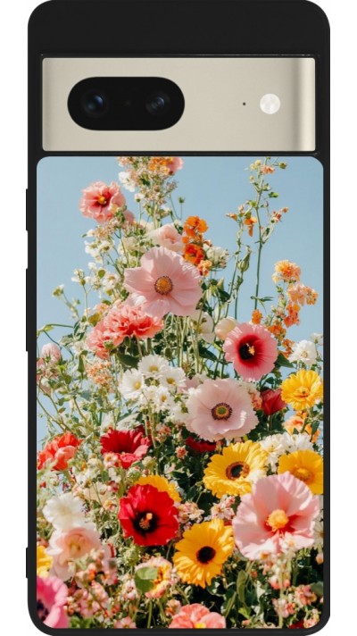 Coque Google Pixel 7 - Silicone rigide noir Spring flowers Spring 2026